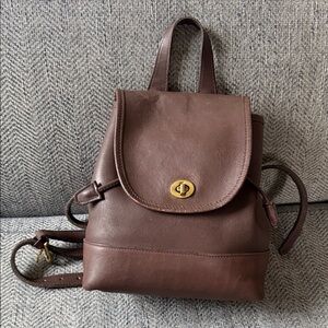 Coach Dark Brown Chocolate Leather Turnlock Mimi Backpack